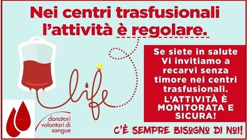 Protocolli di sicurezza in Asl 2: "percorso sicuro" per donatori di sangue Protocolli di sicurezza in Asl 2: "percorso sicuro" per donatori di sangue