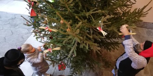 Gli alunni della scuola primaria ‘De Scalzi-Polacco’ addobbano l'abete di Palazzo Tursi (FOTO)