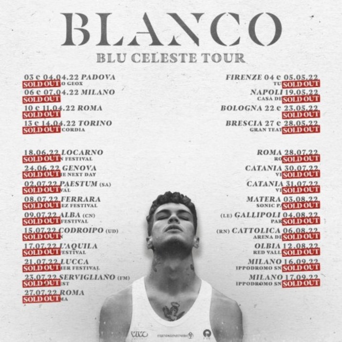 Il Blu Celeste tour di Blanco riparte da Genova con una data sold out