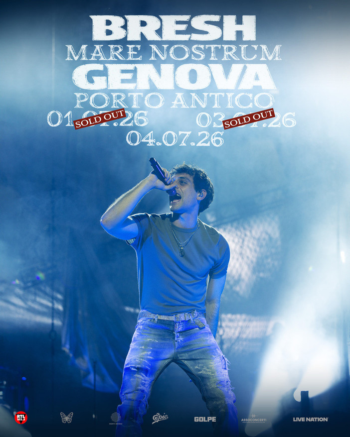 Bresh fa il bis: sold out anche la seconda data a Genova, annunciata la terza il 4 luglio Bresh fa il bis: sold out anche la seconda data a Genova, annunciata la terza il 4 luglio