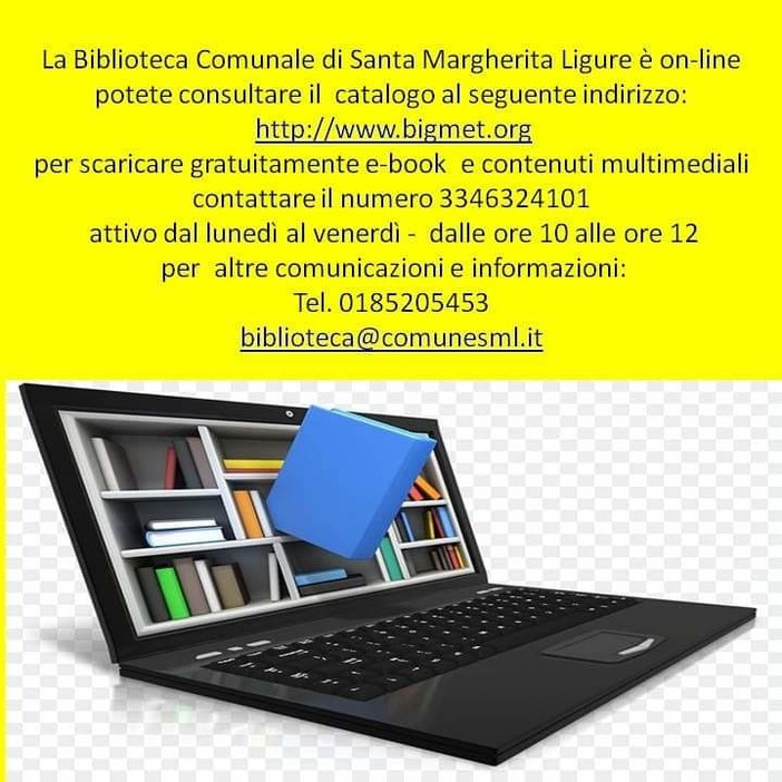 Parte la prossima settimana il progetto 'Biblioteca online' di Santa Margherita Ligure