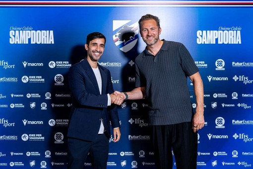 Il neo ds blucerchiato Americo Branco (a sinistra) col CEO Football Jesper Fredberg - foto ufficiale UC Sampdoria Il neo ds blucerchiato Americo Branco (a sinistra) col CEO Football Jesper Fredberg - foto ufficiale UC Sampdoria