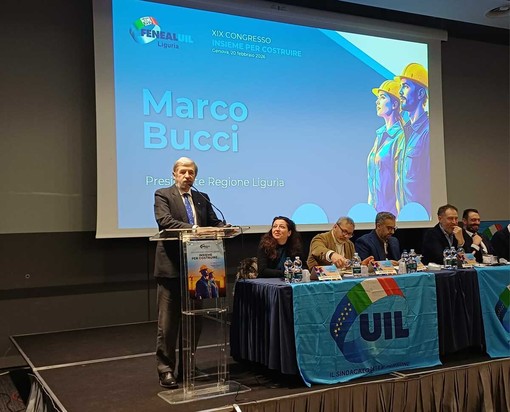 Bucci al congresso FenealUil: "Sicurezza e formazione siano i pilastri dell'edilizia ligure" Bucci al congresso FenealUil: "Sicurezza e formazione siano i pilastri dell'edilizia ligure"