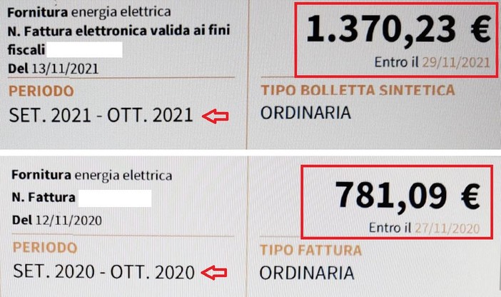 Caro bollette, a Genova in un bar aumento da 781 a 1370 euro