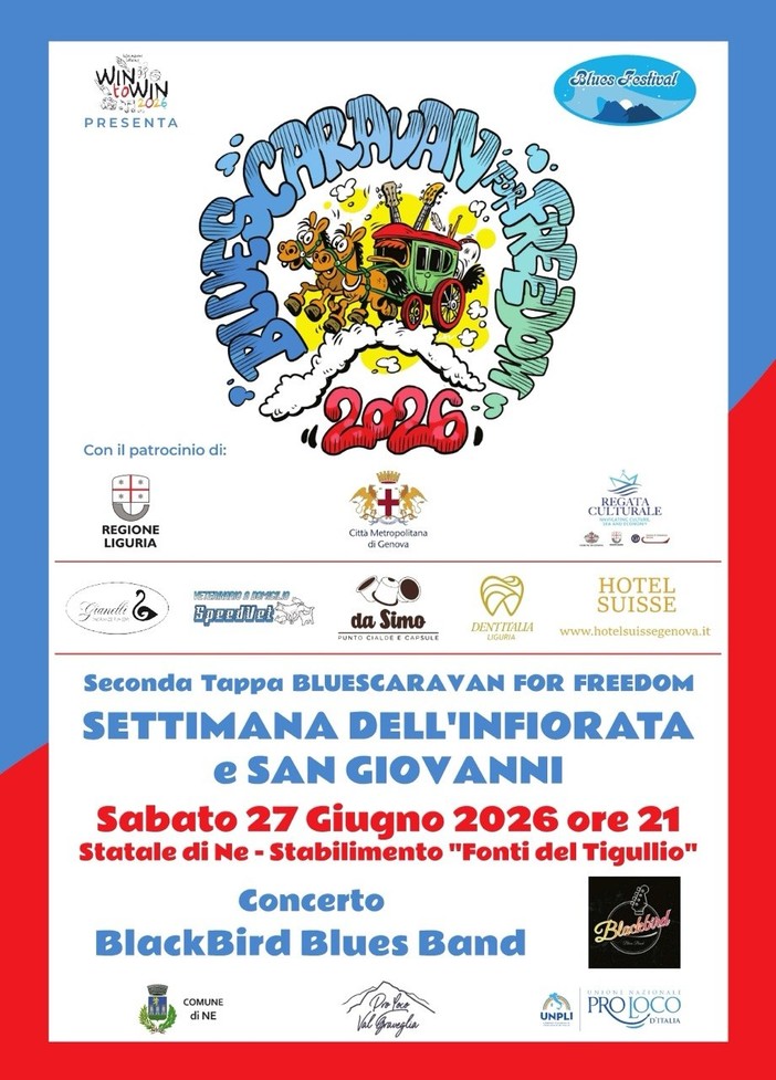 BluesCaravan for Freedom, seconda tappa in Val Graveglia con la BlackBirds Blues Band BluesCaravan for Freedom, seconda tappa in Val Graveglia con la BlackBirds Blues Band
