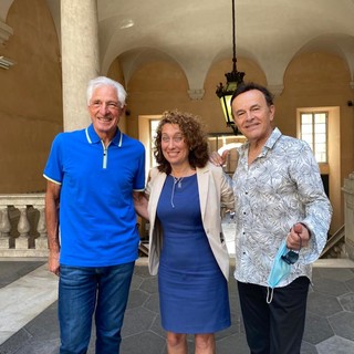 Francesco Moser e Dodi Battaglia a Palazzo Tursi