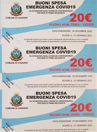 Chiavari: buoni  spesa, il Comune riapre il bando fino al 30 dicembre