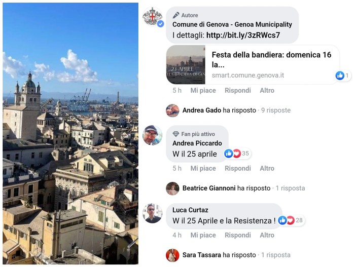 Festa della bandiera, sulla pagina del Comune parte il 'bombing' sul 25 Aprile Festa della bandiera, sulla pagina del Comune parte il 'bombing' sul 25 Aprile
