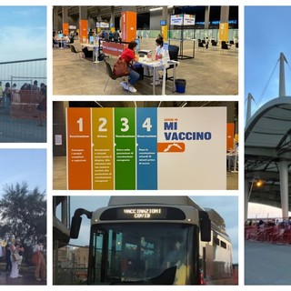 Una coda infinita di persone in attesa di vaccinarsi all'hub della Fiera del Mare (FOTO)