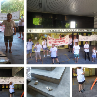 Gli abitanti della Gavette manifestano in Consiglio regionale contro gli indennizzi proposti da Aspi: "Basta case sotto i ponti!" (FOTO e VIDEO)