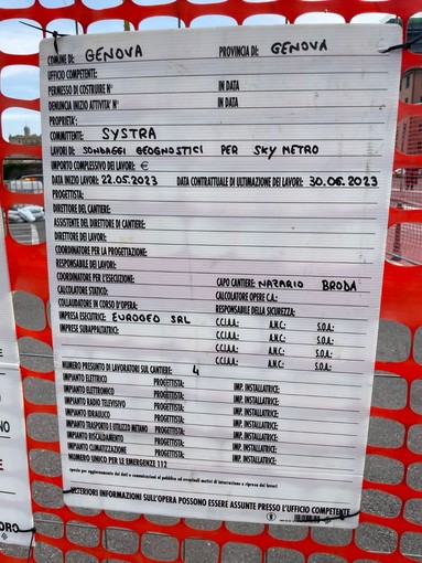 Valbisagno: spuntano i cartelli dei lavori per la costruzione dello Skymetro Valbisagno: spuntano i cartelli dei lavori per la costruzione dello Skymetro