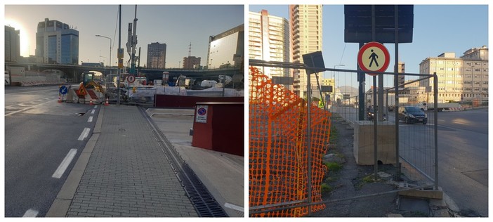 San Benigno: marciapiede off limit per pedoni e disabili, 'mangiato' dal cantiere San Benigno: marciapiede off limit per pedoni e disabili, 'mangiato' dal cantiere