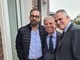 Da sinistra: il rappresentante per l'Europa di "777 Partners", Andrés Blasquez, l'ex presidente Preziosi e il presidente Zangrillo il giorno del closing