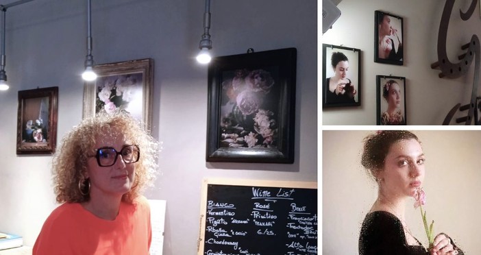 Albenga, l’artista Carla Sterla in piazza Rossi: bellezza barocca e opere che profumano di fiori Albenga, l’artista Carla Sterla in piazza Rossi: bellezza barocca e opere che profumano di fiori