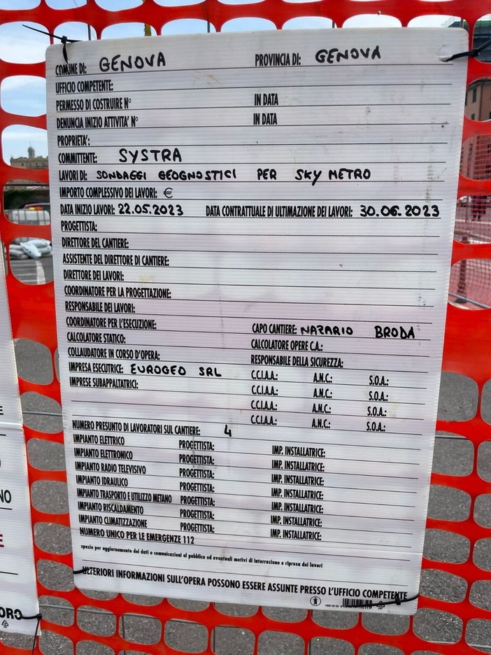 Valbisagno: spuntano i cartelli dei lavori per la costruzione dello Skymetro Valbisagno: spuntano i cartelli dei lavori per la costruzione dello Skymetro