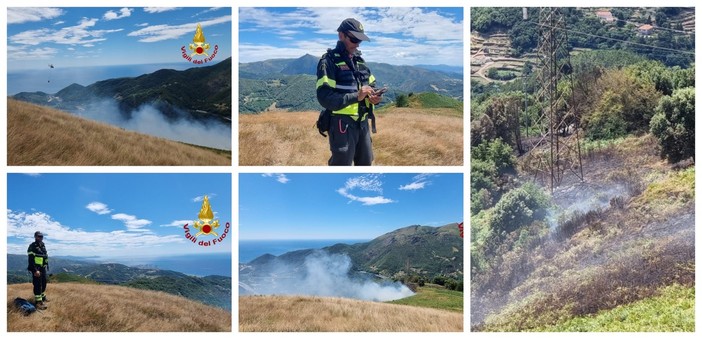 Voltri: vasto incendio alla vegetazione, intervento dei Vigili del fuoco in località Cannellona (FOTO)