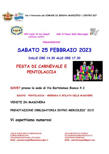 Lagaccio, in via Bianco torna la festa di Carnevale Lagaccio, in via Bianco torna la festa di Carnevale