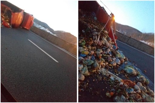 Camion ribaltato sulla A6: riaperto il tratto tra Savona e Altare Camion ribaltato sulla A6: riaperto il tratto tra Savona e Altare
