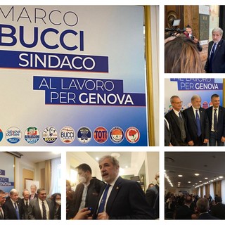 Elezioni comunali, Bucci presenta la campagna elettorale: &quot;Abbiamo ottenuto 6 miliardi di finanziamenti, obiettivo è vincere al primo turno&quot; (Foto e video)