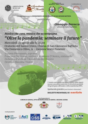 L'Accademia del Chiostro dedica un concerto alle vittime del Ponte Morandi e agli operatori sanitari