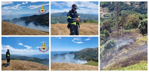 Voltri: vasto incendio alla vegetazione, intervento dei Vigili del fuoco in località Cannellona (FOTO)
