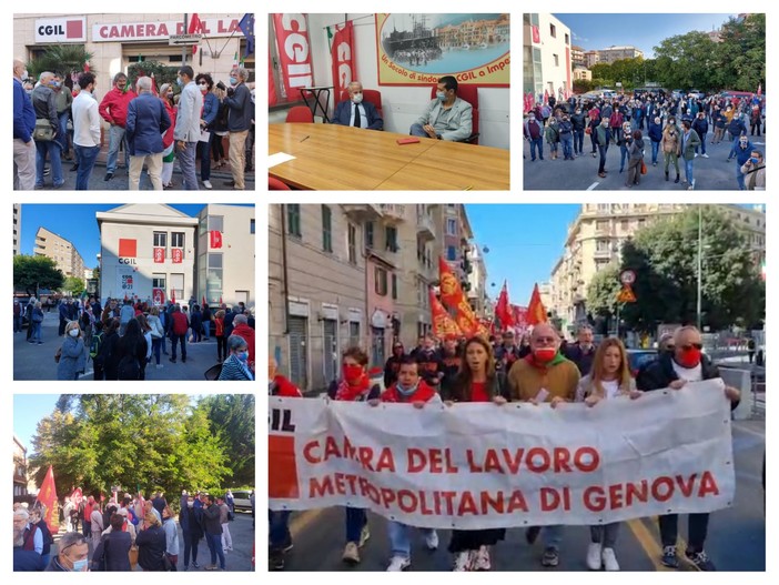 Un fiume di solidarietà dopo gli attacchi alla Cgil. Ecco i presidi a Genova, Savona e Imperia Un fiume di solidarietà dopo gli attacchi alla Cgil. Ecco i presidi a Genova, Savona e Imperia