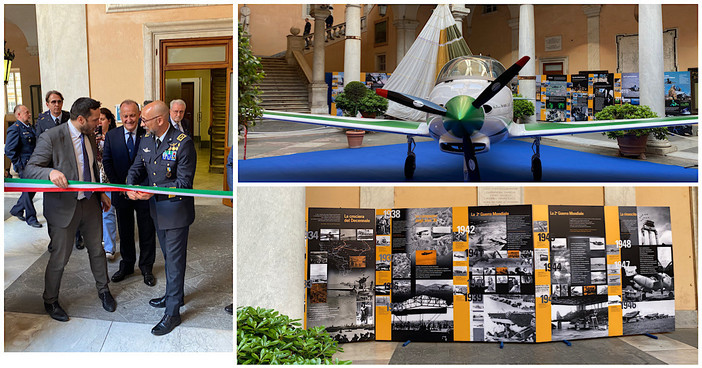 Cent'anni di Aeronautica militare: nel cortile di Palazzo Tursi il velivolo Dardo e 32 pannelli fotografici (Foto e video) Cent'anni di Aeronautica militare: nel cortile di Palazzo Tursi il velivolo Dardo e 32 pannelli fotografici (Foto e video)