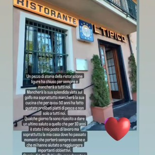 Bogliasco, chiude lo storico ristorante 'Il Tipico': &quot;Grazie a tutti i nostri clienti&quot;