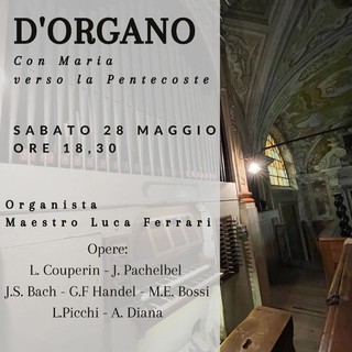 Sabato 28 maggio il concerto d'organo con il maestro Luca Ferrari alla chiesa di Santa Caterina