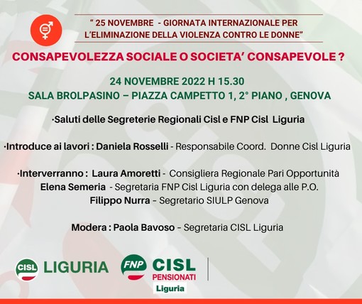 Violenza sulle donne, ogni giorno in Liguria due richieste di aiuto. Giovedì un incontro