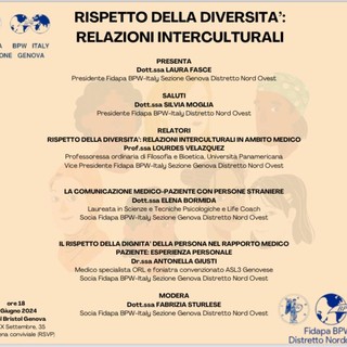 Interculturalità nella salute, il convegno organizzato da Fidapa BPW Italy