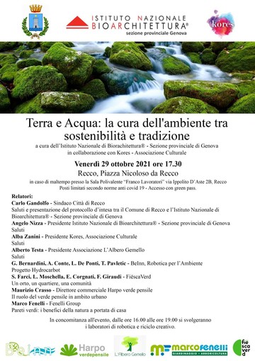Recco: un convegno per parlare di ambiente e sostenibilità venerdì 29 ottobre Recco: un convegno per parlare di ambiente e sostenibilità venerdì 29 ottobre