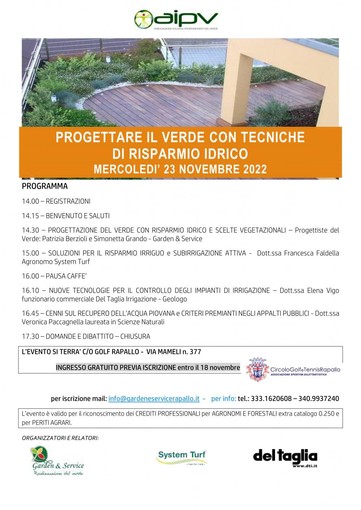 “Progettare il verde con tecniche di risparmio idrico”, il 23 novembre il convegno al circolo Golf Tennis Rapallo