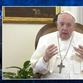 Il collegamento di Fabio Fazio con Papa Francesco (RaiPlay)