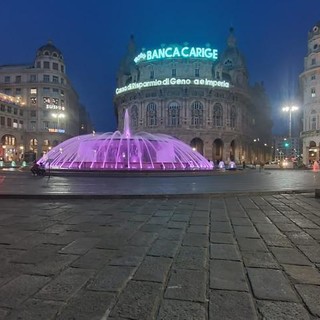 Questa sera l’accensione dell’illuminazione scenografica dei getti laterali di piazza De Ferrari, realizzata dal settore Impianti di Aster