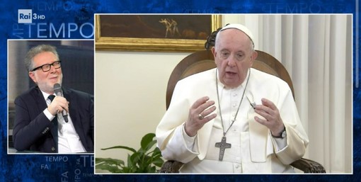 Il collegamento di Fabio Fazio con Papa Francesco (RaiPlay)