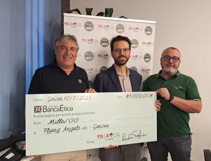 Un volo verso la speranza, Filca Cisl dona tremila e cinquecento euro a Flying Angels Foundation