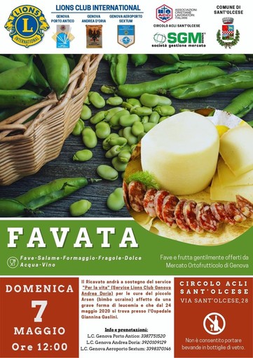 "Favata" solidale a Sant'Olcese organizzata dai Lions Club Genova Porto Antico, Andrea Doria e Aereoporto Sextum "Favata" solidale a Sant'Olcese organizzata dai Lions Club Genova Porto Antico, Andrea Doria e Aereoporto Sextum