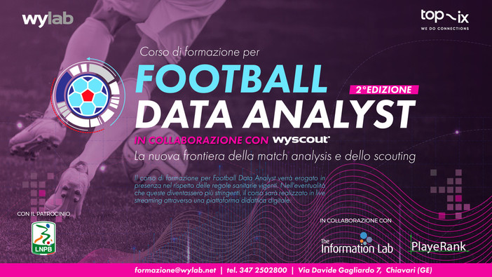 Wylab e Top-Ix lanciano il secondo corso di formazione per football data analyst