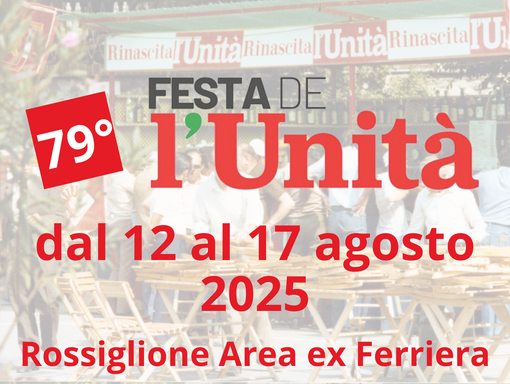 A Rossiglione il 12 agosto al via la Festa dell'Unità con una giornata dedicata alla Palestina A Rossiglione il 12 agosto al via la Festa dell'Unità con una giornata dedicata alla Palestina