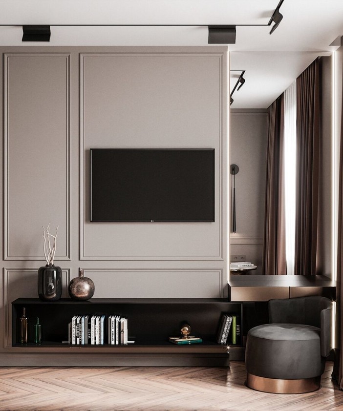 Mobili, boiserie e colore: 5 modi per progettare la parete tv