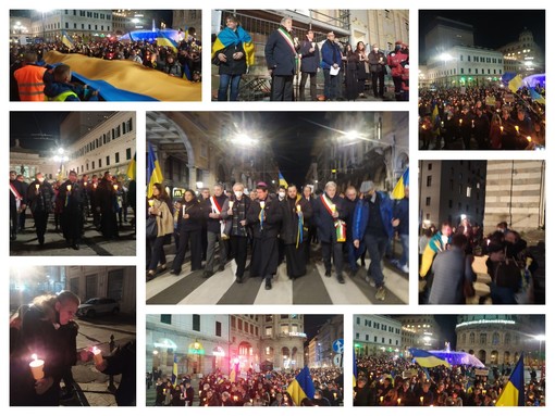 Genova, circa mille persone alla fiaccolata per la pace, padre Vitaliy: "Cinque giorni di terrore, ma non siamo soli (Foto e Video)