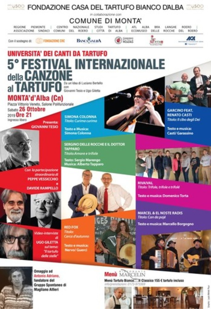 A Montà (CN) sabato 26 Ottobre la V edizione del Festival della Canzone al Tartufo