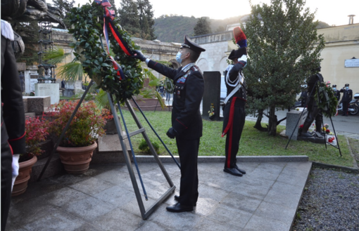 Commemorazione dei Caduti di tutte le guerre, visita del Colonnello dei Carabinieri Gianluca Feroce al Cimitero di Genova Staglieno