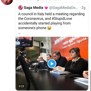 Effetti collaterali del caos Coronavirus: l'amministrazione regionale finisce in un tweet di Lady Gaga