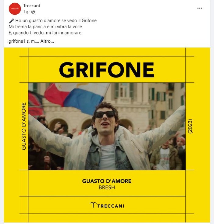 Genoa, la Treccani cita il Guasto d'amore di Bresh e il 'Grifone' Genoa, la Treccani cita il Guasto d'amore di Bresh e il 'Grifone'