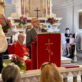 L'assessore Piana alla riapertura della Chiesa di Santo Stefano a Fontanarossa di Gorreto