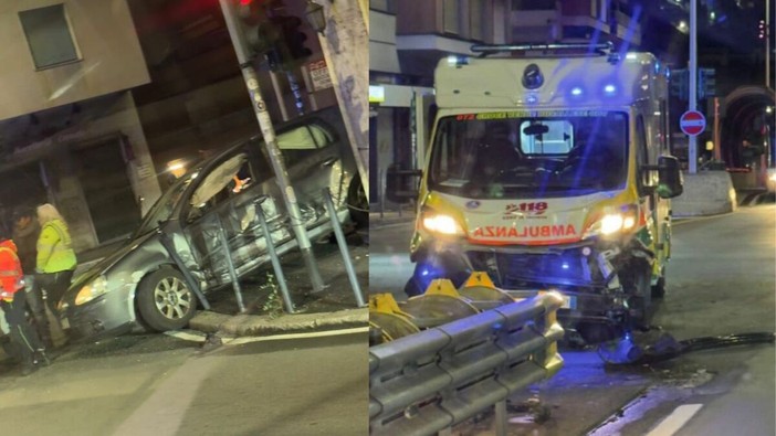 Corso Europa, auto travolge un'ambulanza in emergenza e finisce nella vetrina di un bar