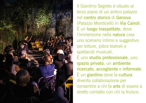 Teatro, musica e poesia protagoniste per il secondo anno dei venerdì culturali  Del Giardino Segreto di Via Cairoli