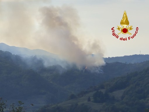 Incendio nei boschi di Campo Ligure, al lavoro anche elicottero e canadair Incendio nei boschi di Campo Ligure, al lavoro anche elicottero e canadair
